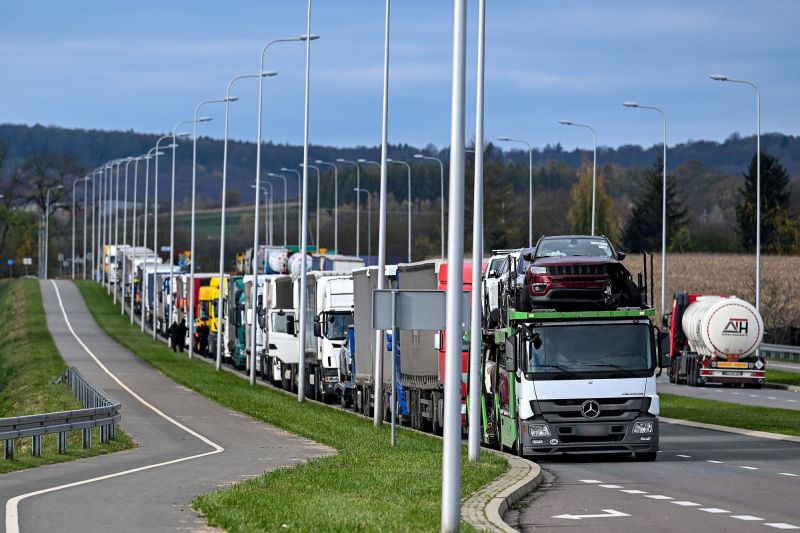  20,000 trucks stuck at Ukraine-Poland border amid spat over access to EU