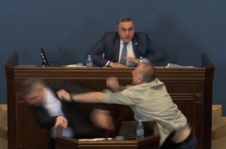 Georgian politician punches opponent in face in brawl over ‘foreign agent’ law
