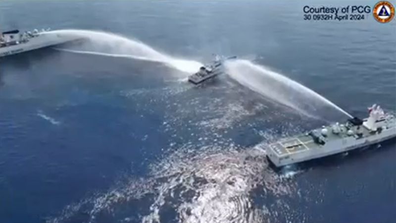  Chinese water cannon damages ship in new South China Sea flare-up, Philippines says