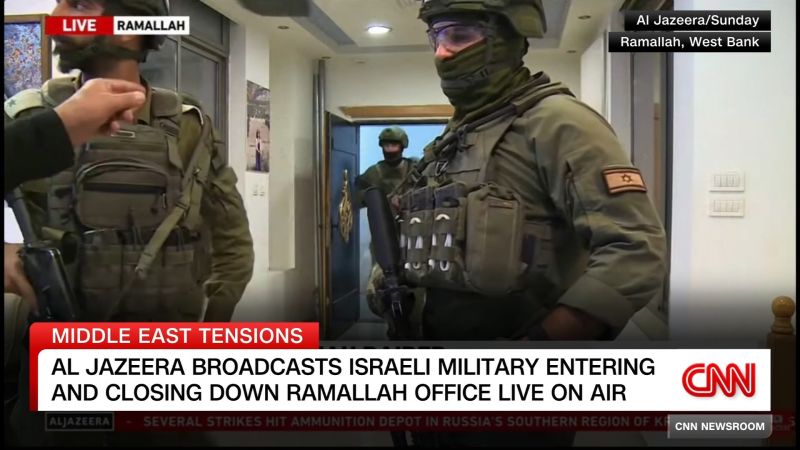  Israeli soldiers raid and order closure of Al Jazeera’s Ramallah offices