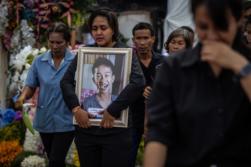  Small town in Thailand holds mass cremation for 23 who died in a school trip bus fire