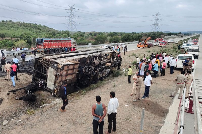  At least 36 dead after overcrowded bus skids into deep gorge in northern India