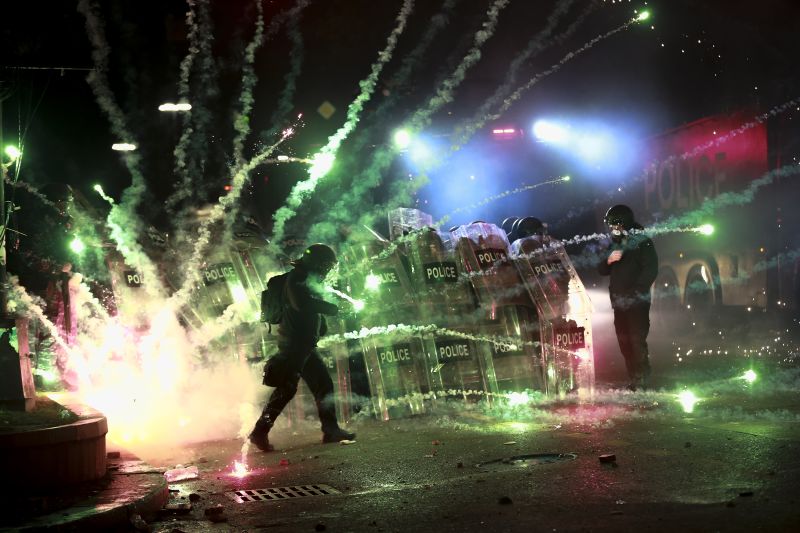  Protesters gather for third night of demonstrations after Georgia announces suspension of EU talks