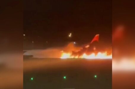 Russian-made plane engine catches fire after landing in Turkey’s Antalya