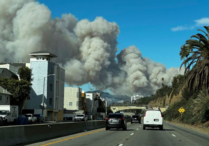  Wildfires are breaking out in Southern California as the ‘most destructive windstorm’ in over a decade hits