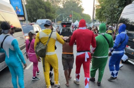 ‘It’s morphin’ time!’ Police disguised as Power Rangers patrol Carnival in São Paulo