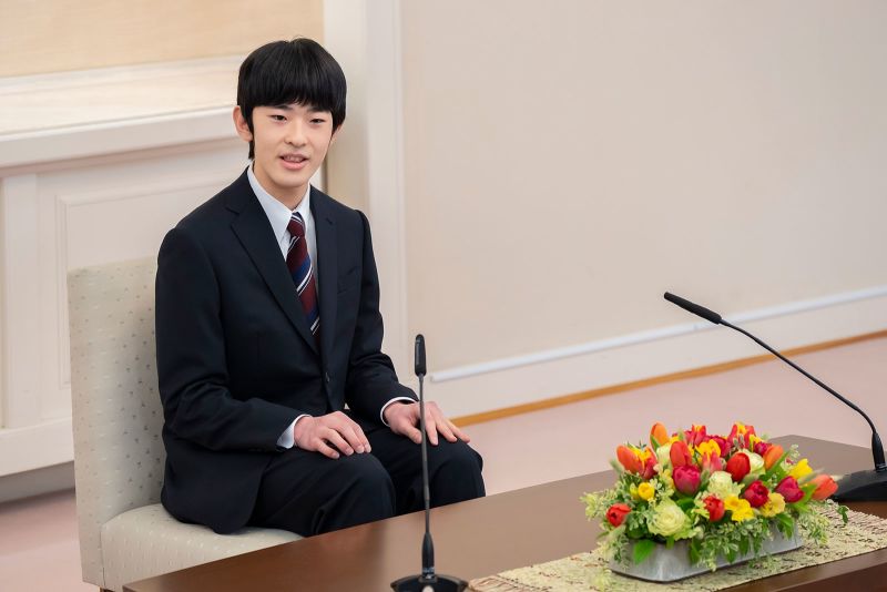  Japan’s 18-year-old prince, second in line to the throne, holds a debut news conference