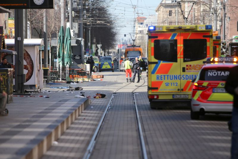  At least one killed after car rams into crowd in German city of Mannheim, police say